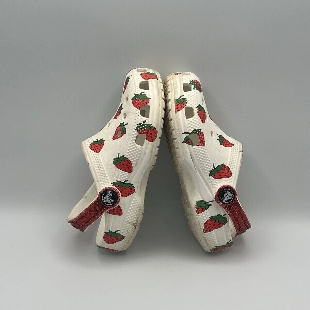 Crocs Classic Clogs Strawberry Red Slip On Shoes - Kids Toddler Size 11 USED